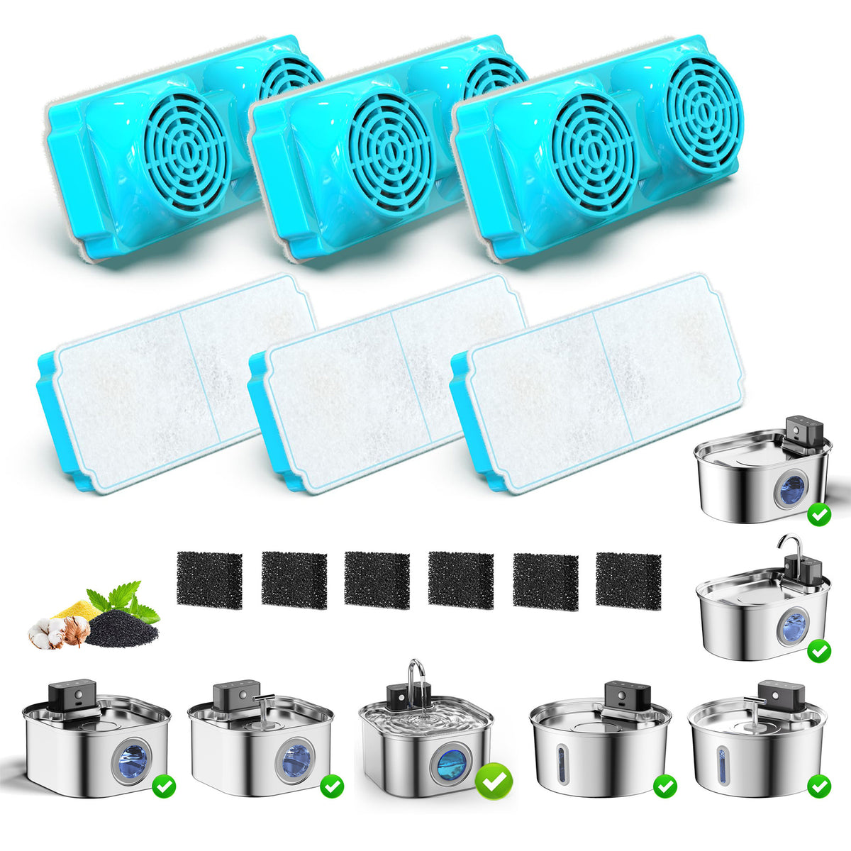 Replacement carbon filter cartridges for a pet water fountain, photo 2