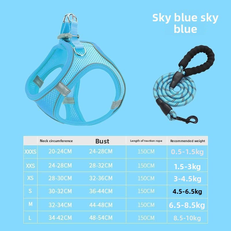 Reflective mesh vest harness and lead set for cats and small dogs, view 75