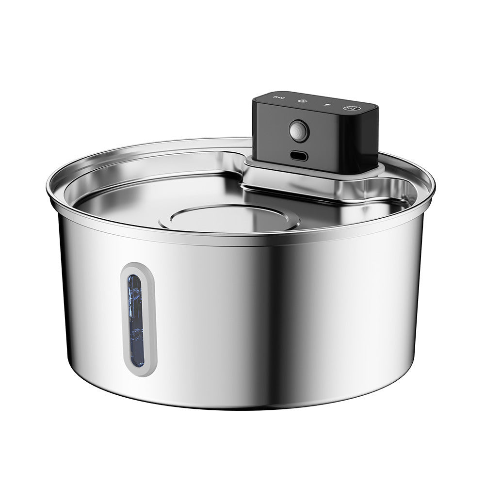 Stainless Steel Wireless Pet Water Dispenser, 3.2L Infrared Fountain with Carbon Filter