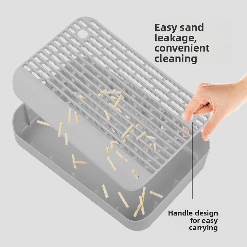 Double Layer Cat Litter Tray with Sifting Grid and Leak Guard