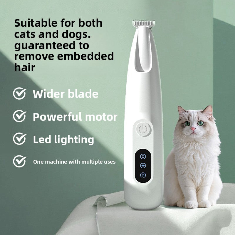 Low Vibration Silent Pet Hair Trimmer with LED Light, Slim Design