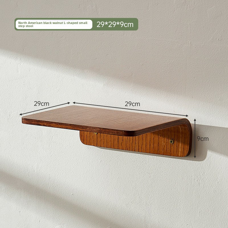Solid wood wall-mounted cat furniture in L-Shaped Springboard, Black Walnut