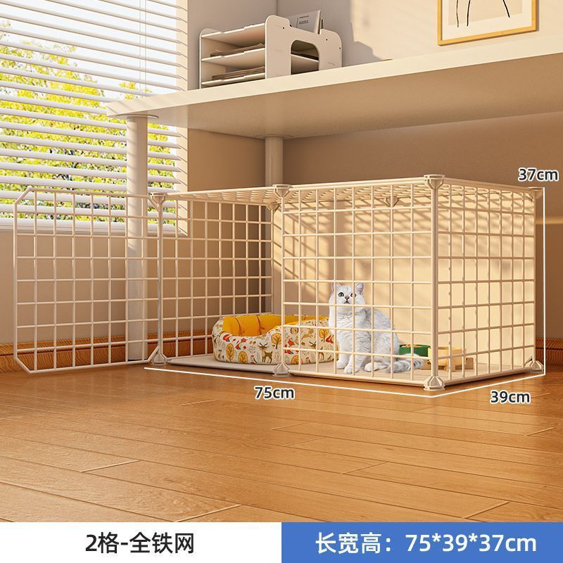 Indoor plastic cat cage with litter area and cat bed, view 11