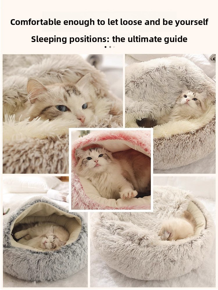 Semi-enclosed plush cat bed, photo 5 of 29