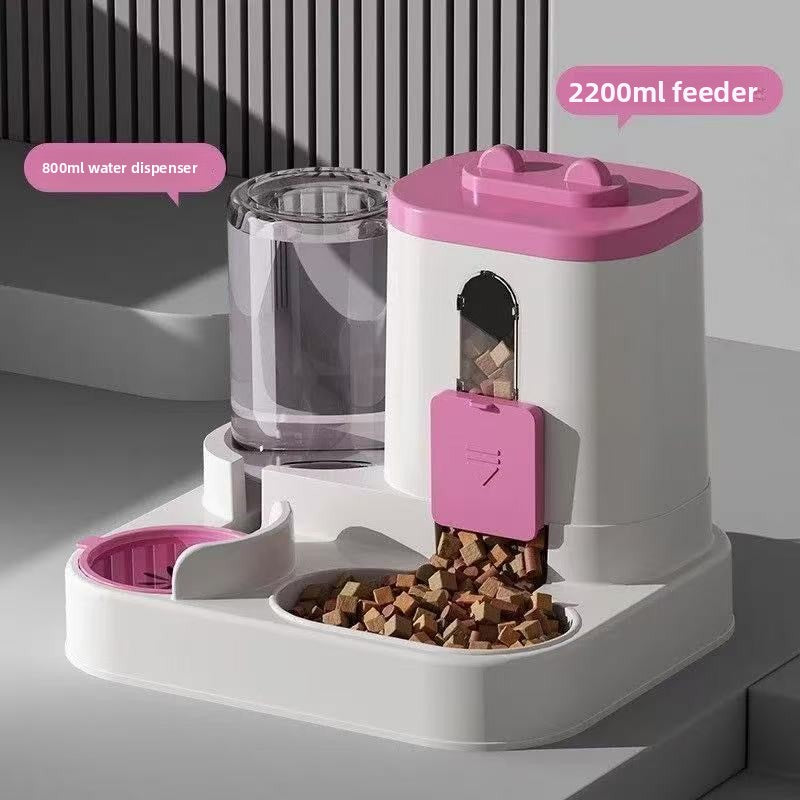 2-in-1 Pet Feeder and Water Dispenser with Food Bowl and Water Bowl, No Power Needed