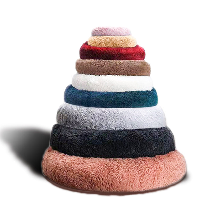 Round long plush nest bed for cats and dogs, detail photo 3