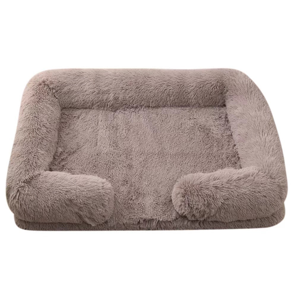 Round Enclosed Plush Cat Bed for Cats and Small Dogs