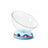 Clear capsule cat bed in transparent plastic with cream base, view 4