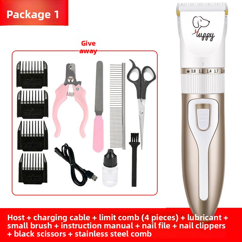USB Rechargeable Pet Hair Clipper with Ceramic Blade and 4 Combs