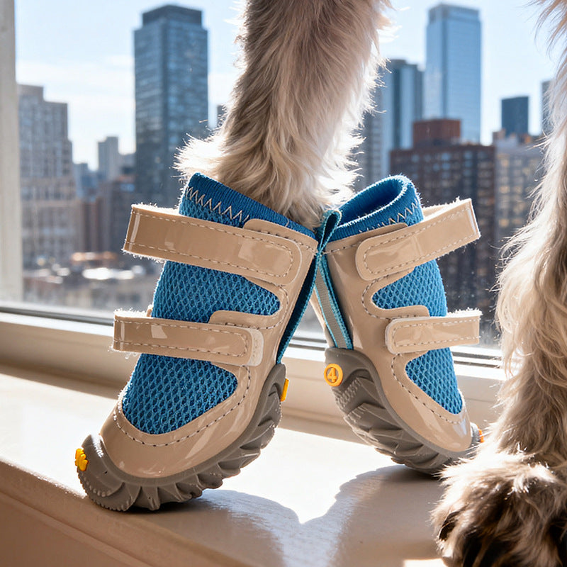 Breathable mesh dog shoes with double straps, available in 9 colours, image 1