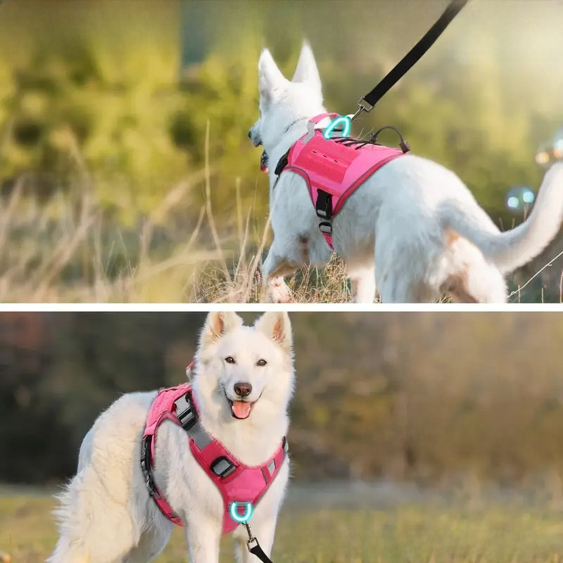 Tactical Oxford cloth dog harness vest in army green, product image 3