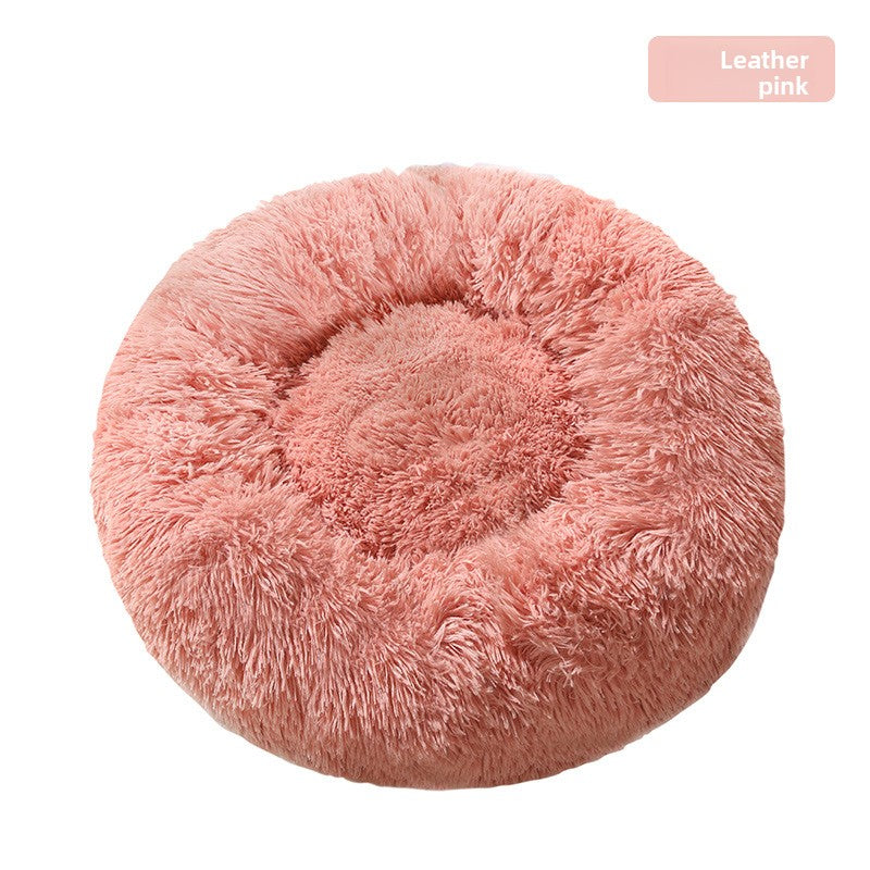 Plush round padded dog and cat bed, detail photo 3