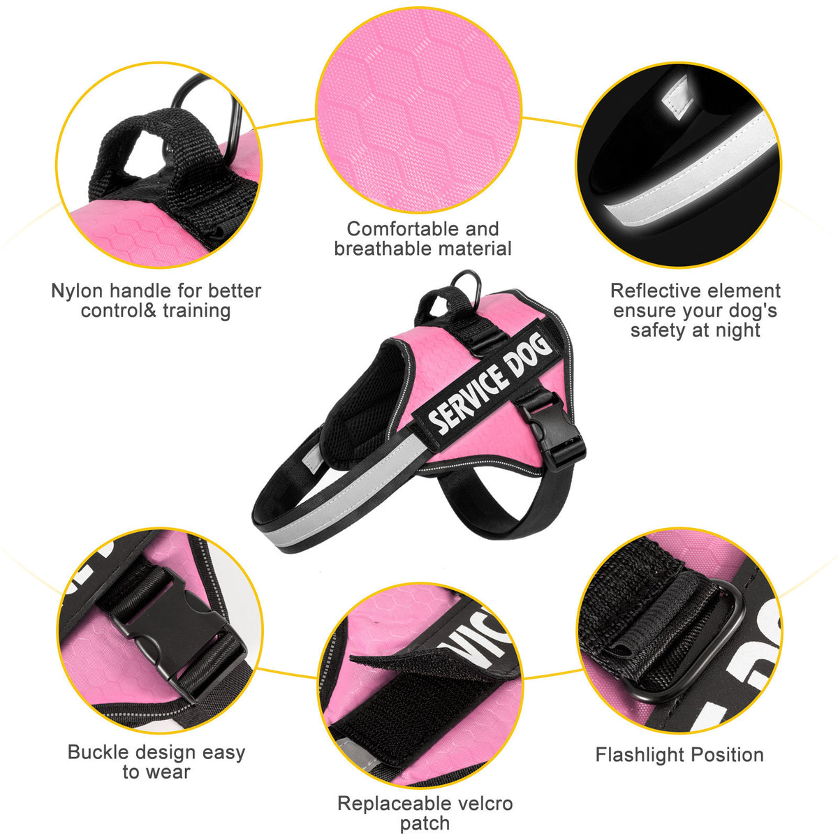 Reflective cloth vest dog harness, available from Pet Royale UK