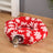 Round Christmas donut cat tunnel bed with festive print, product image 7