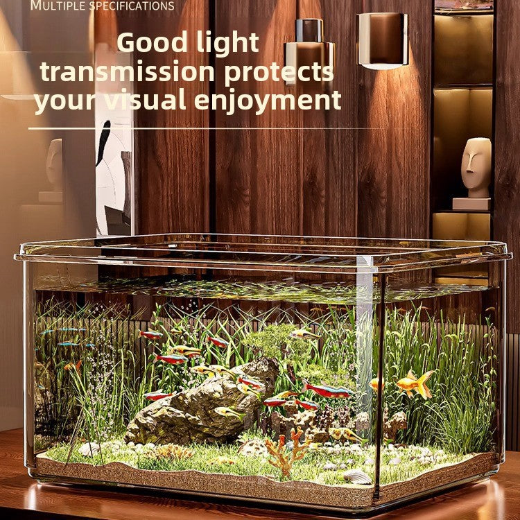 Clear shatterproof PET desktop fish tank for small fish, view 1