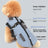 Stand collar padded dog winter coat in Fog Blue, side view