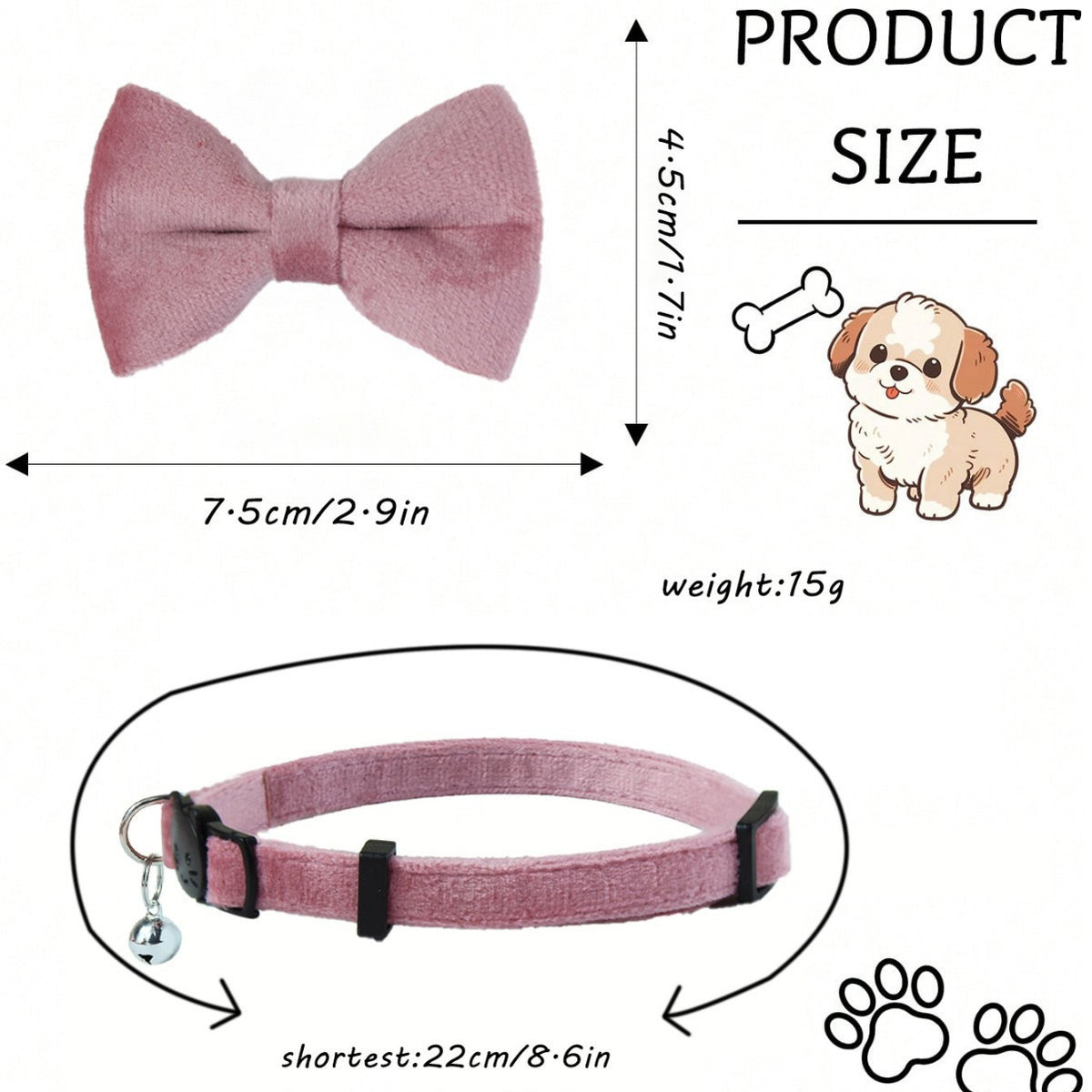 Striped cat collar with velvet bow, main product photo
