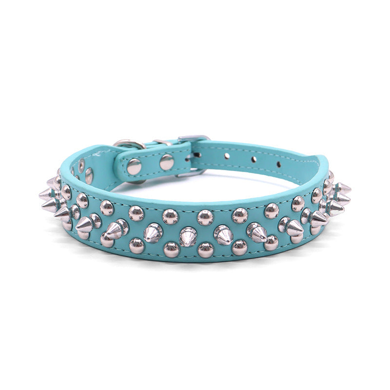 Punk-style studded PU dog collar, ideal for everyday use