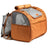 Light brown expandable pet carrier backpack with mesh panels, view 5