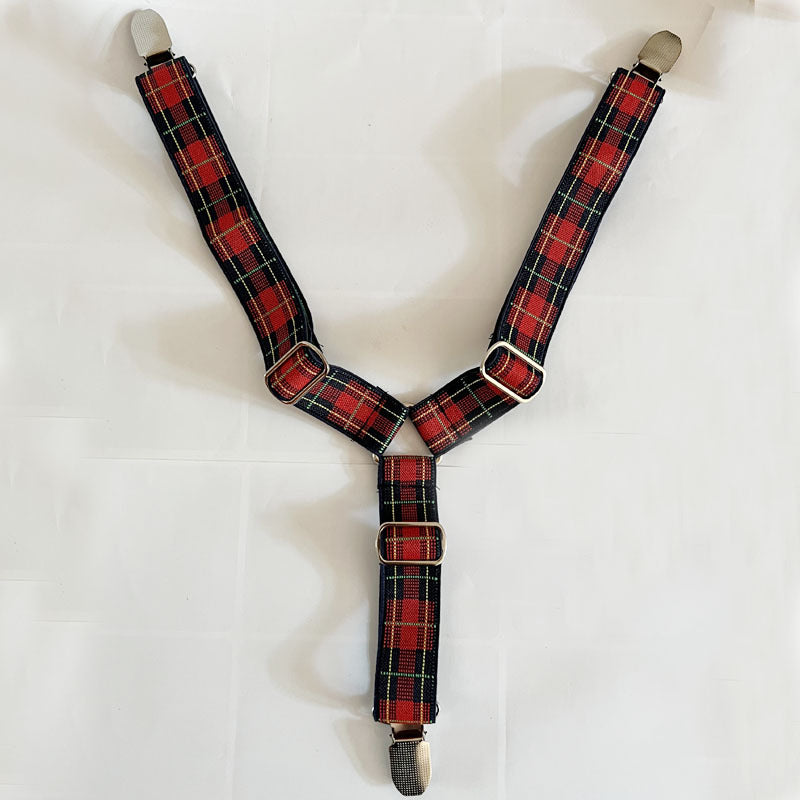 Adjustable elastic dog diaper suspender strap in plaid pattern, view 55