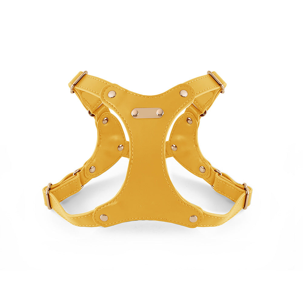 Soft leather look dog harness in deer brown