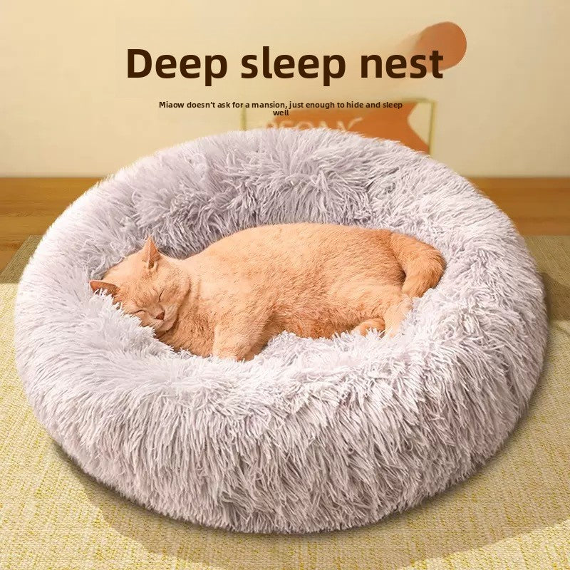 Plush shell cat bed with warm padding in light grey, photo 2