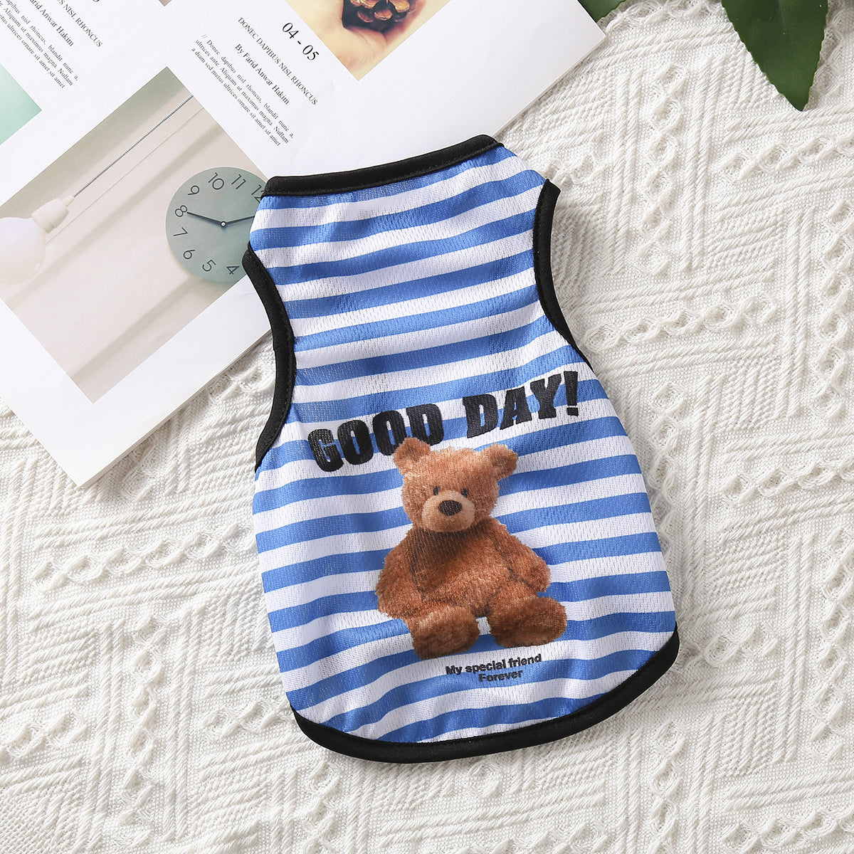 Breathable summer pet vests in plain and striped colours