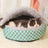 Plaid shell shaped semi enclosed cat bed with plush lining, view 11