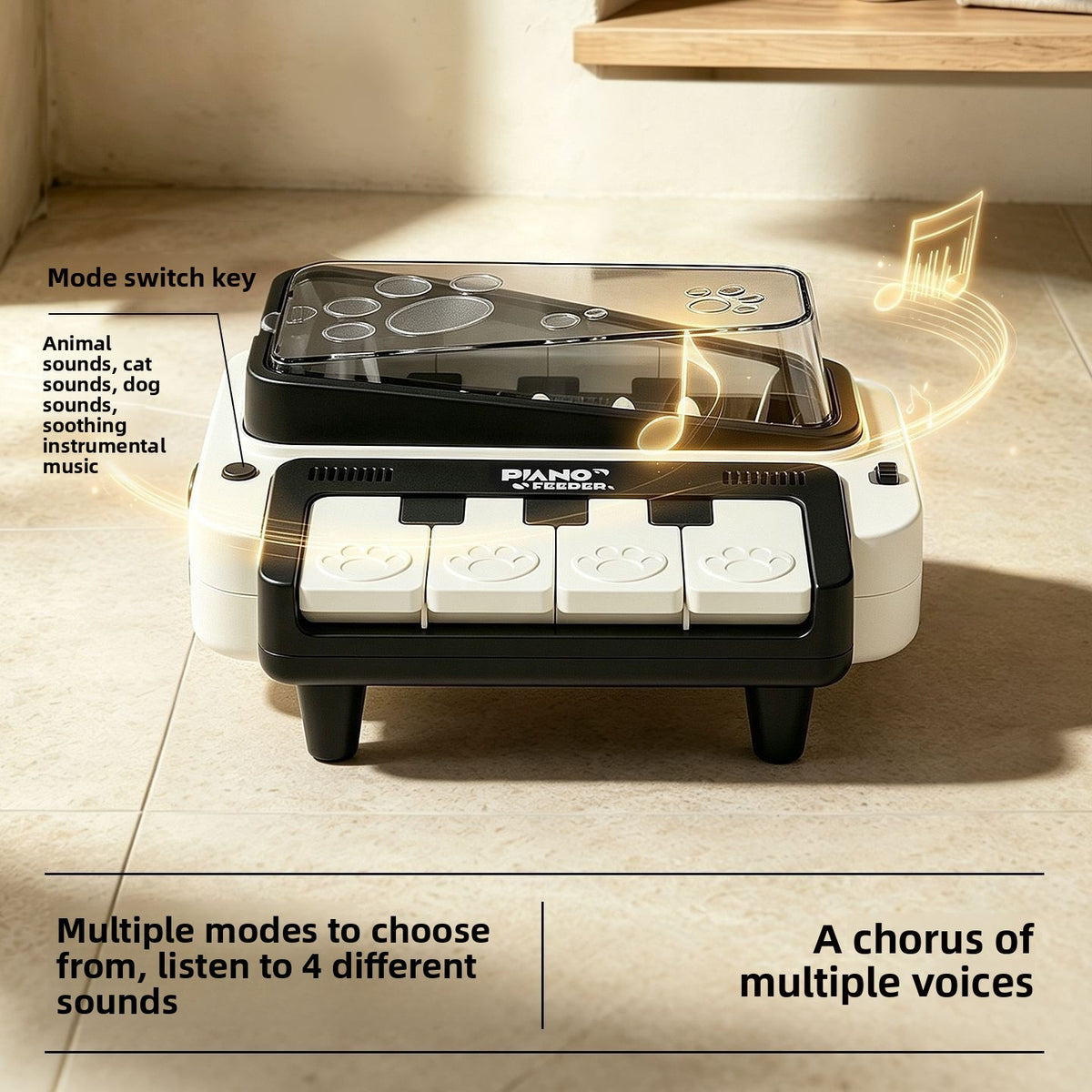 Interactive Piano Pet Feeding Toy in Stainless Steel for Cats and Medium Dogs