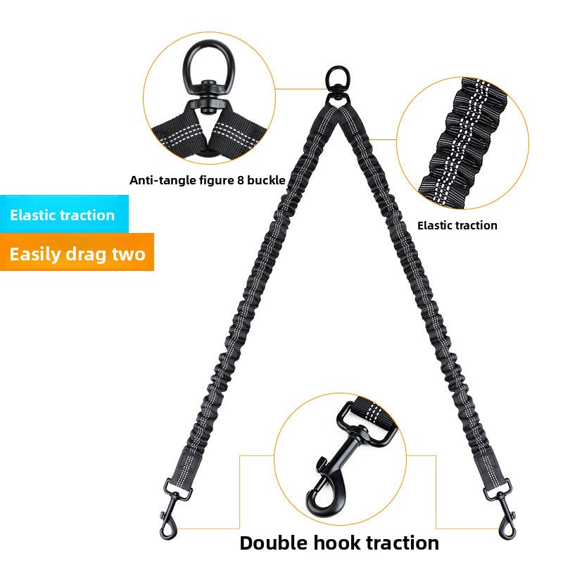Tangle free twin dog lead shown in bright colour options
