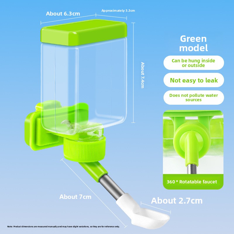 Blue automatic clip on bird water dispenser on cage, view 7