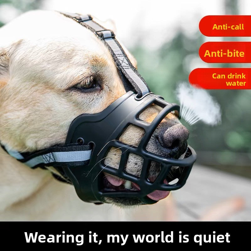 Adjustable breathable plastic dog muzzle with mesh cage, product image 1
