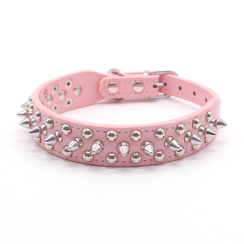 Punk-style studded PU dog collar, 3 sizes available