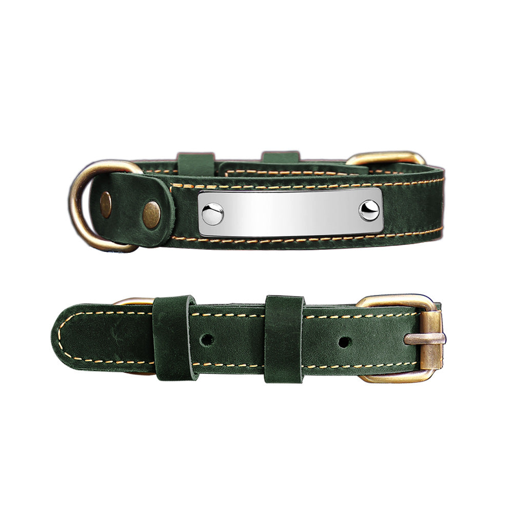 Handmade cowhide leather dog collar with steel buckle, product image 24