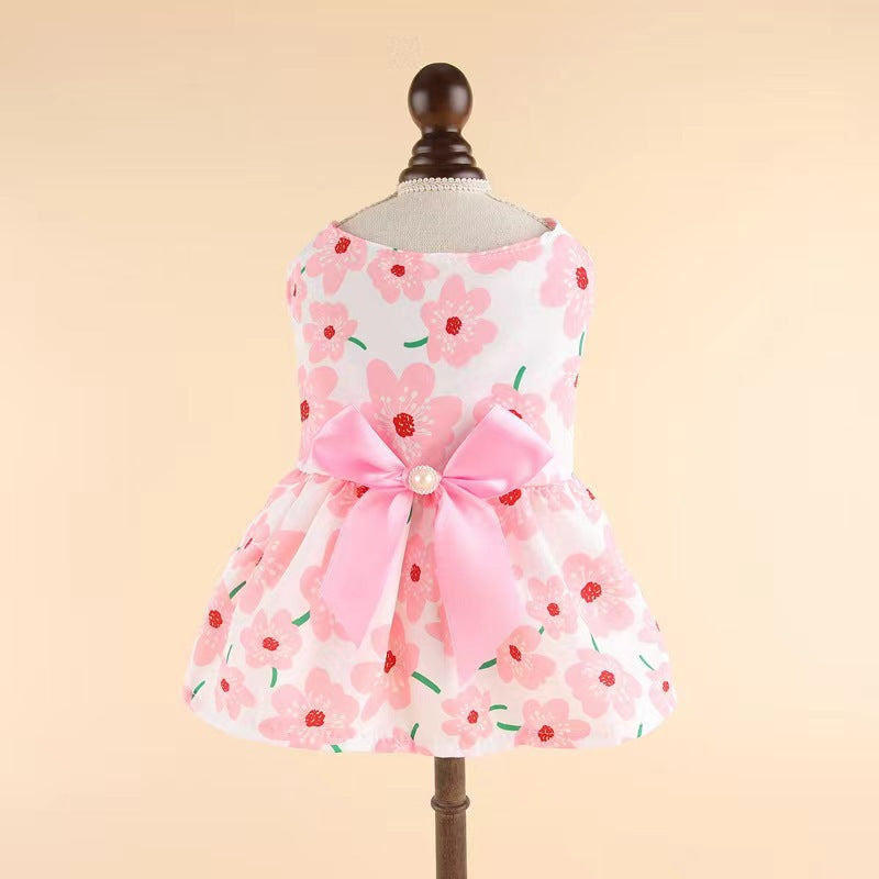 Bow print strap dress for small dogs and cats, available in 4 styles, image 14