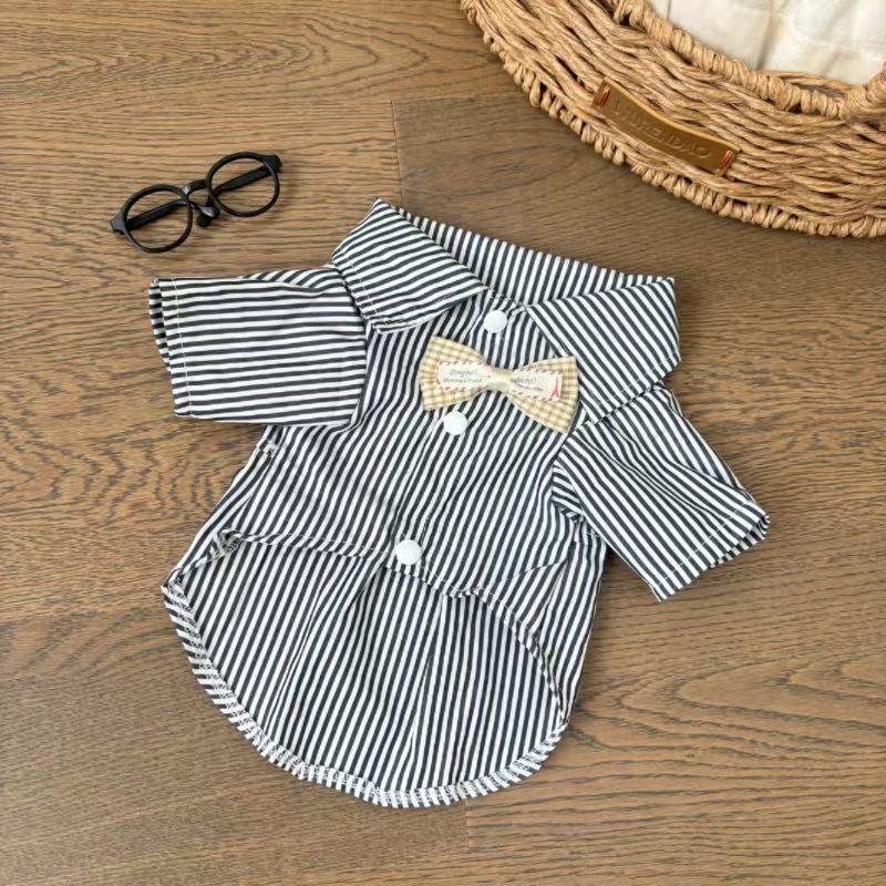 Striped polo collar dog shirt in summer polyester fabric, product image 15
