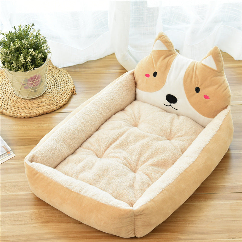Cartoon Animal Pet Nest Bed, Soft Padded Mat for Cats and Dogs