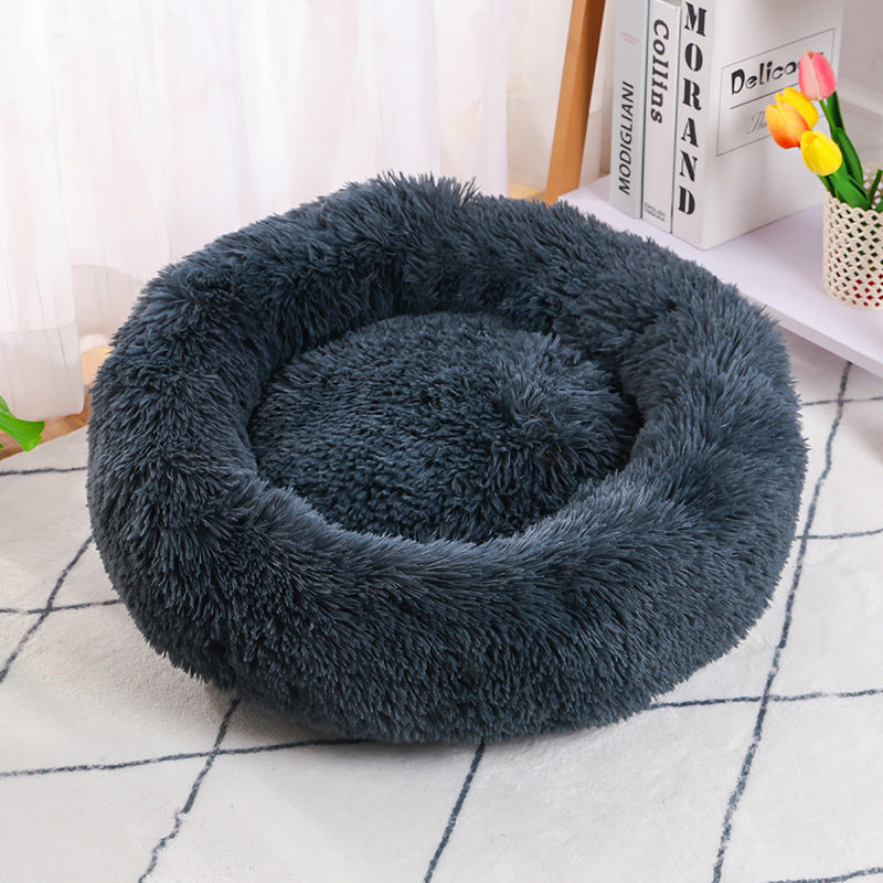 Round long plush pet nest for cats and dogs, view 13