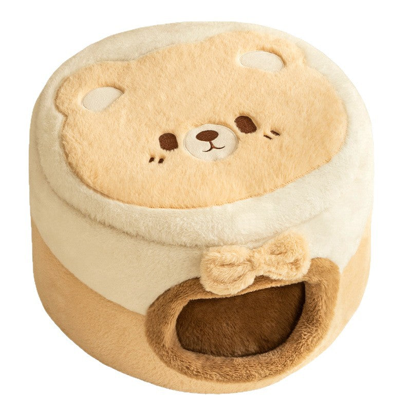 Enclosed cat bed and tent with cartoon bear design, product image 5