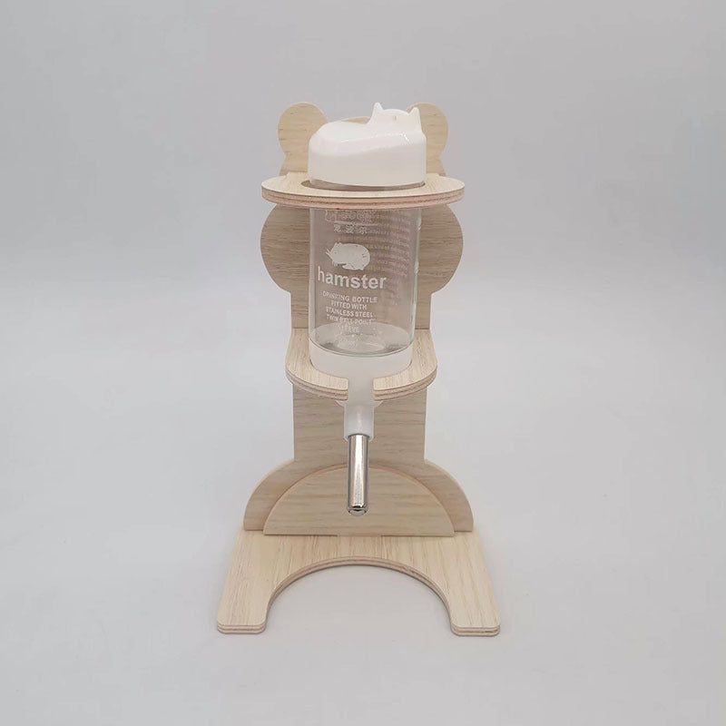 Wooden water bottle stand for hamsters with drinking bottle, view 7