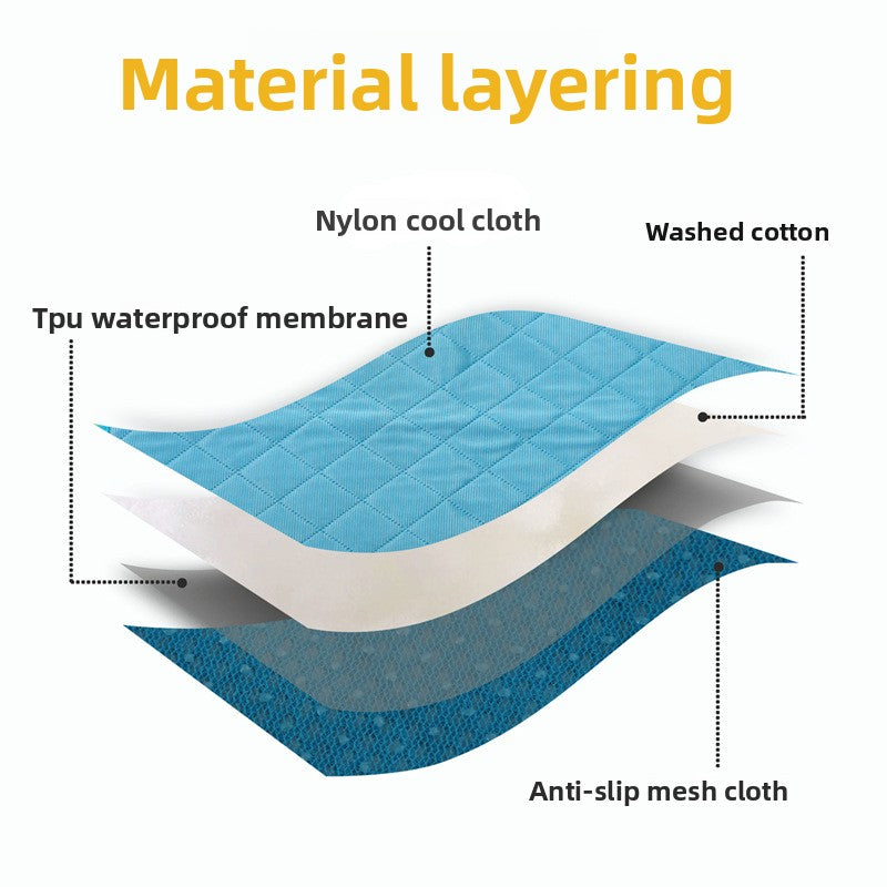 Waterproof non-slip cooling mat for dogs and cats, shown in 5 colours and styles