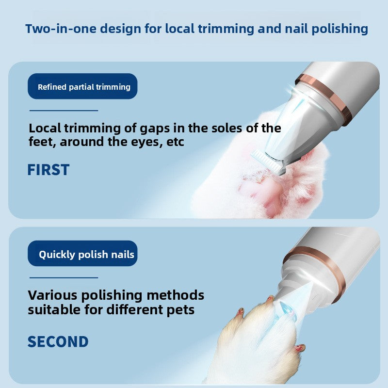2-in-1 Pet Hair Trimmer and Nail Grinder with LED, Cordless Tool