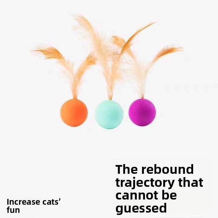 Bouncy cat toy ball with feathers, main product photo