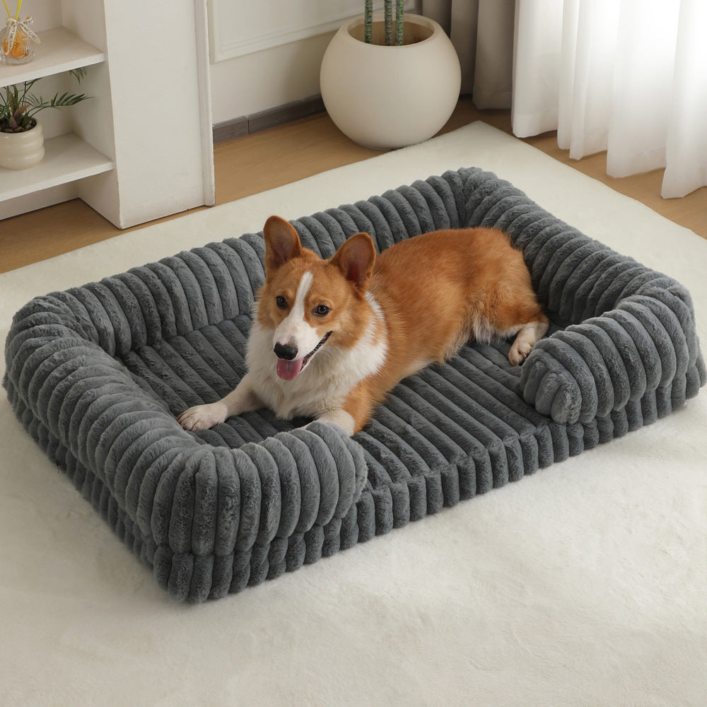 Warm PP cotton pet bed in apricot for dogs and cats
