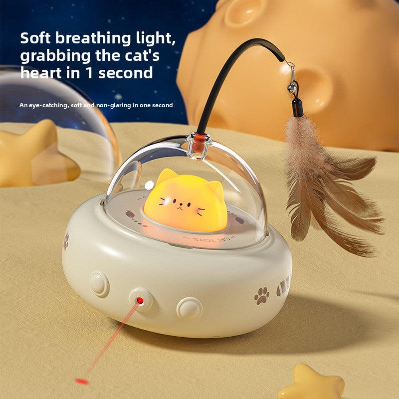 Automatic interactive cat toy with feather attachment, photo 3 of 7