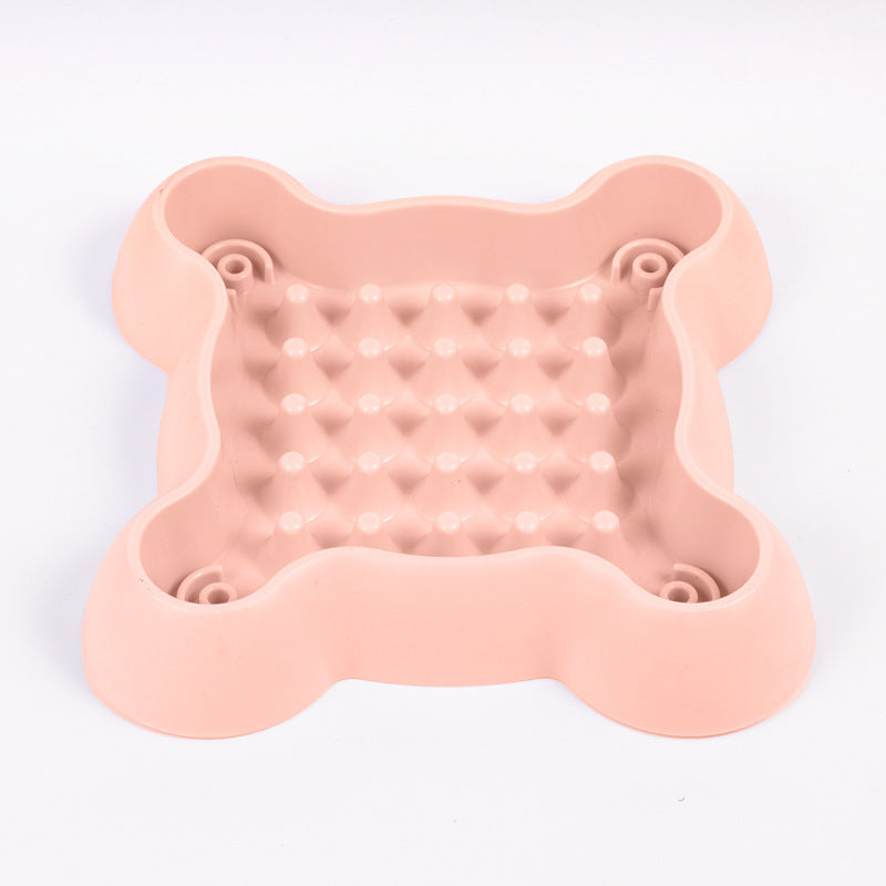 Pet Slow Feeder Bowl with Non-Slip Base in Square or Hexagonal Plum Blossom Shapes