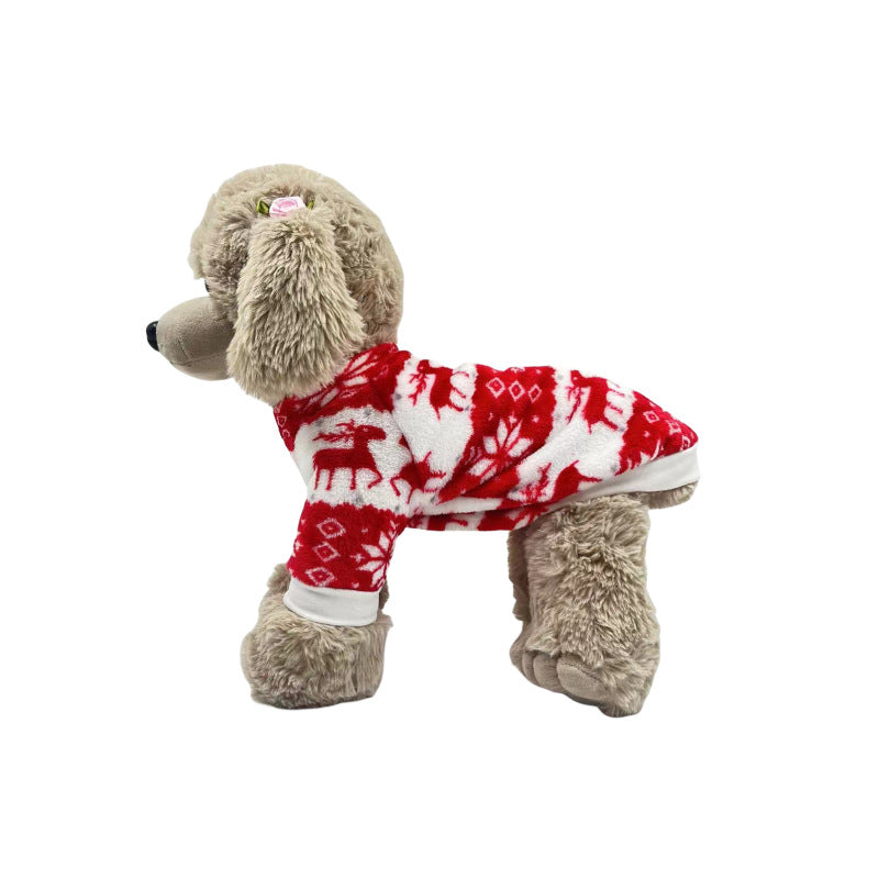 Christmas reindeer print fleece dog jumper, available in 2 colours, image 3