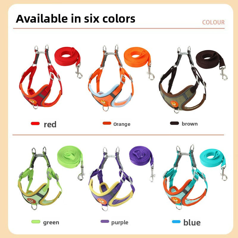 Reflective vest harness and lead for small dogs, 4 sizes available