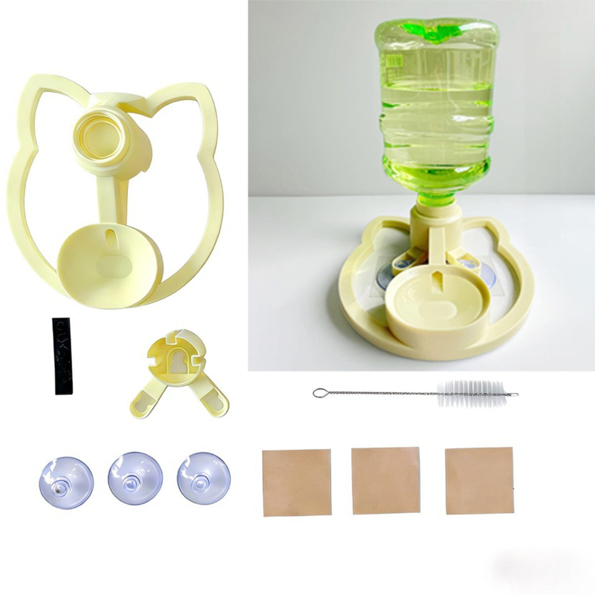 Gravity pet water dispenser bowl with anti-tip base in Floor Standing, Yellow