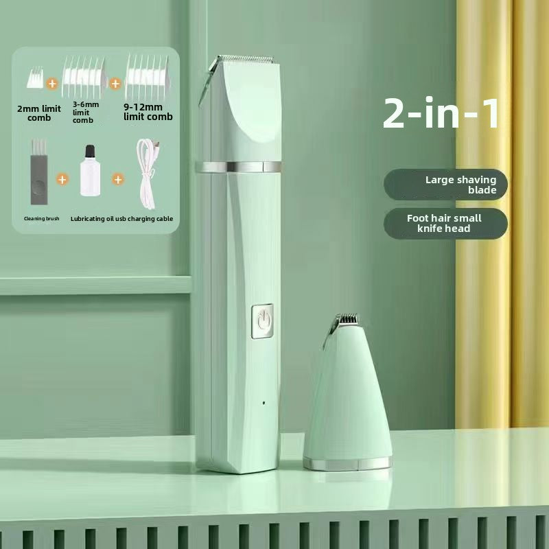 Compact Pet Hair Clipper with Interchangeable Blades, Quiet Trimmer
